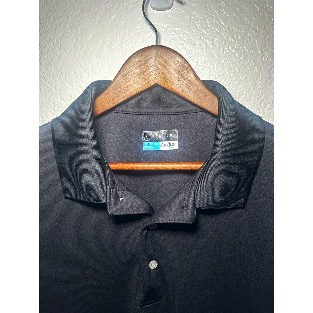 PGA TOUR Airflux Men's Golf Polo Shirt Black LT Solid Short Sleeve Button